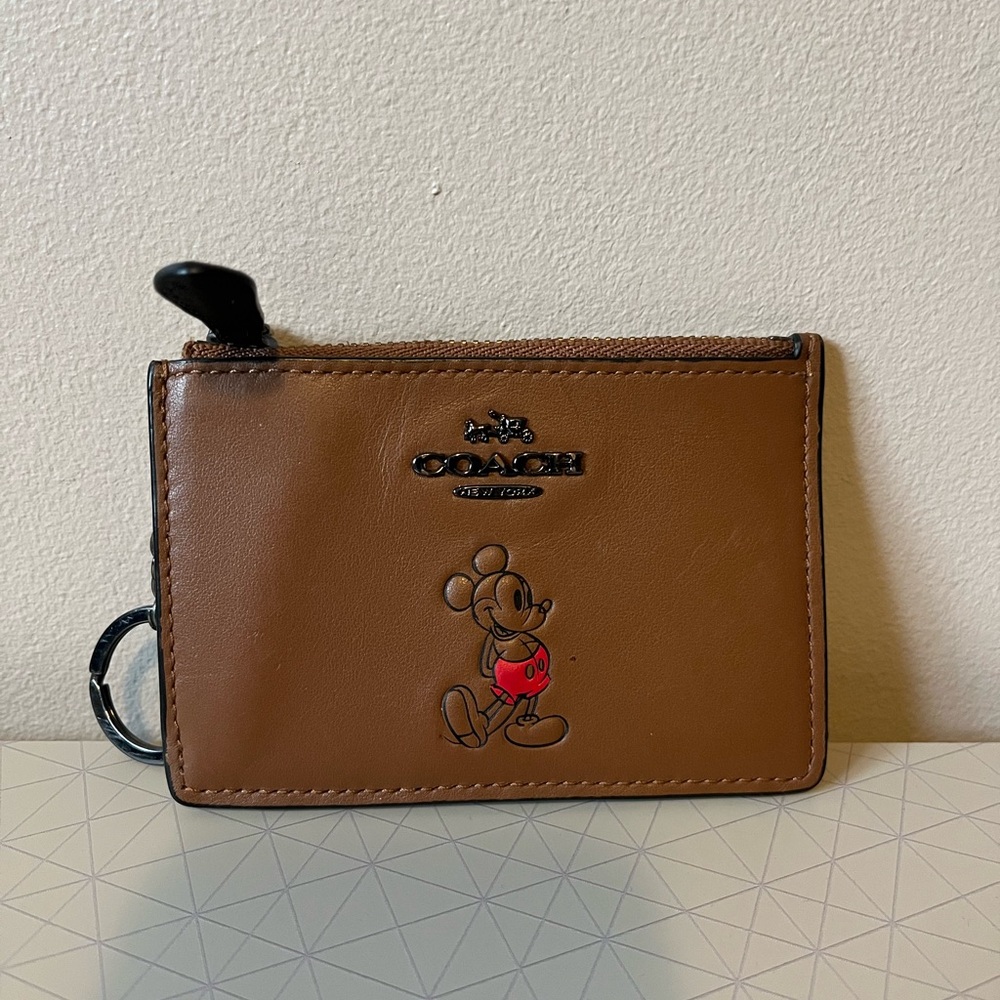 Disney x Coach Brown Mickey Mouse Small Wallet/Card Holder